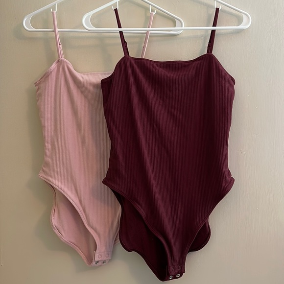Old Navy Tops - NWOT 2 PK - Old Navy Fitted Cami Rib-Knit Bodysuit | Size M | Red and Pink (B1)